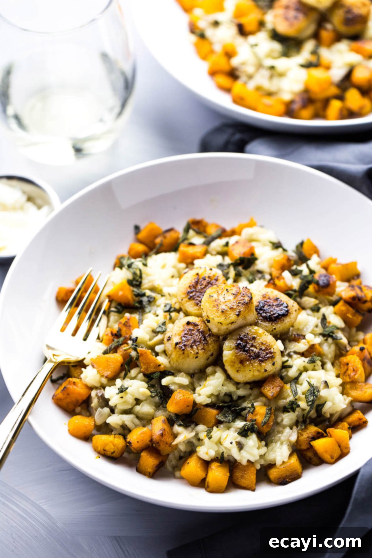 Pan-Seared Scallops with Creamy Butternut Risotto 1 featured 10368