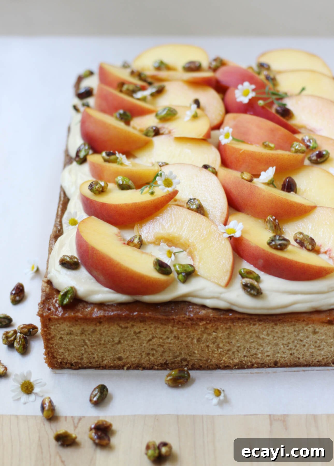 Sun-Kissed Peach Cardamom Sheet Cake with Salted Caramel Cream Cheese Frosting 1 featured 11911 1