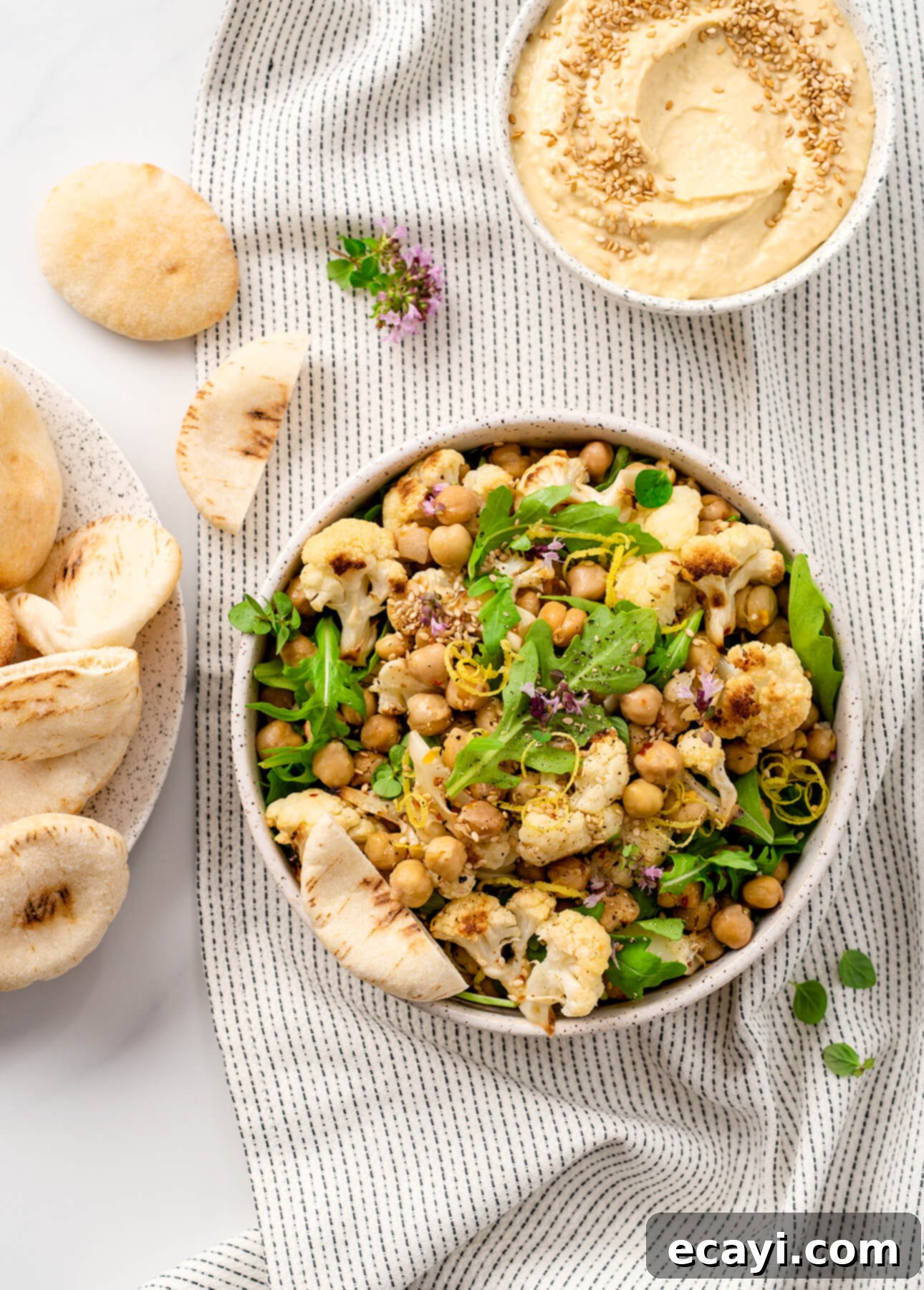 Roasted Chickpea and Cauliflower Salad with a Spicy Kick 1 featured 14464