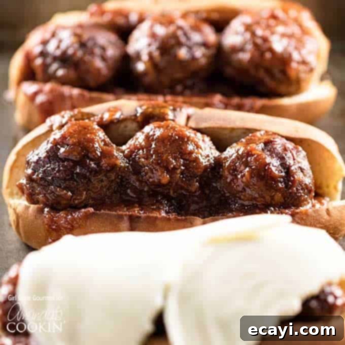 Sweet and Smoky Slow Cooker Meatball Sub Heroes 1 featured 14797