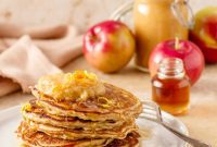Whole Wheat Apple Pancakes with Zesty Citrus Applesauce