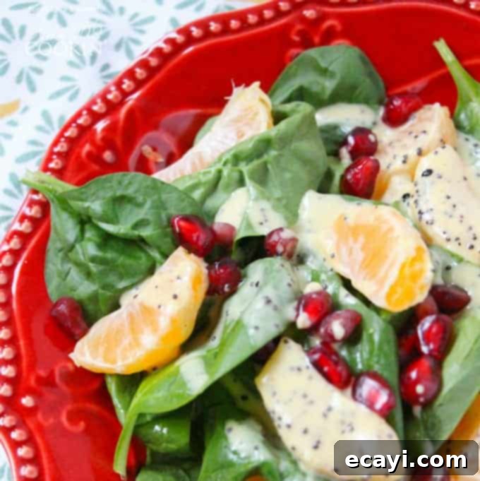 Jewel-Toned Pomegranate Clementine Spinach Salad 1 featured 16616