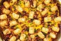 Loaded BBQ Chicken Tater Tot Skillet