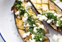 Roasted Eggplant with Bright Mint Dressing