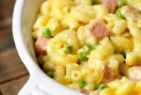 Creamy Ham and Pea Mac and Cheese Casserole