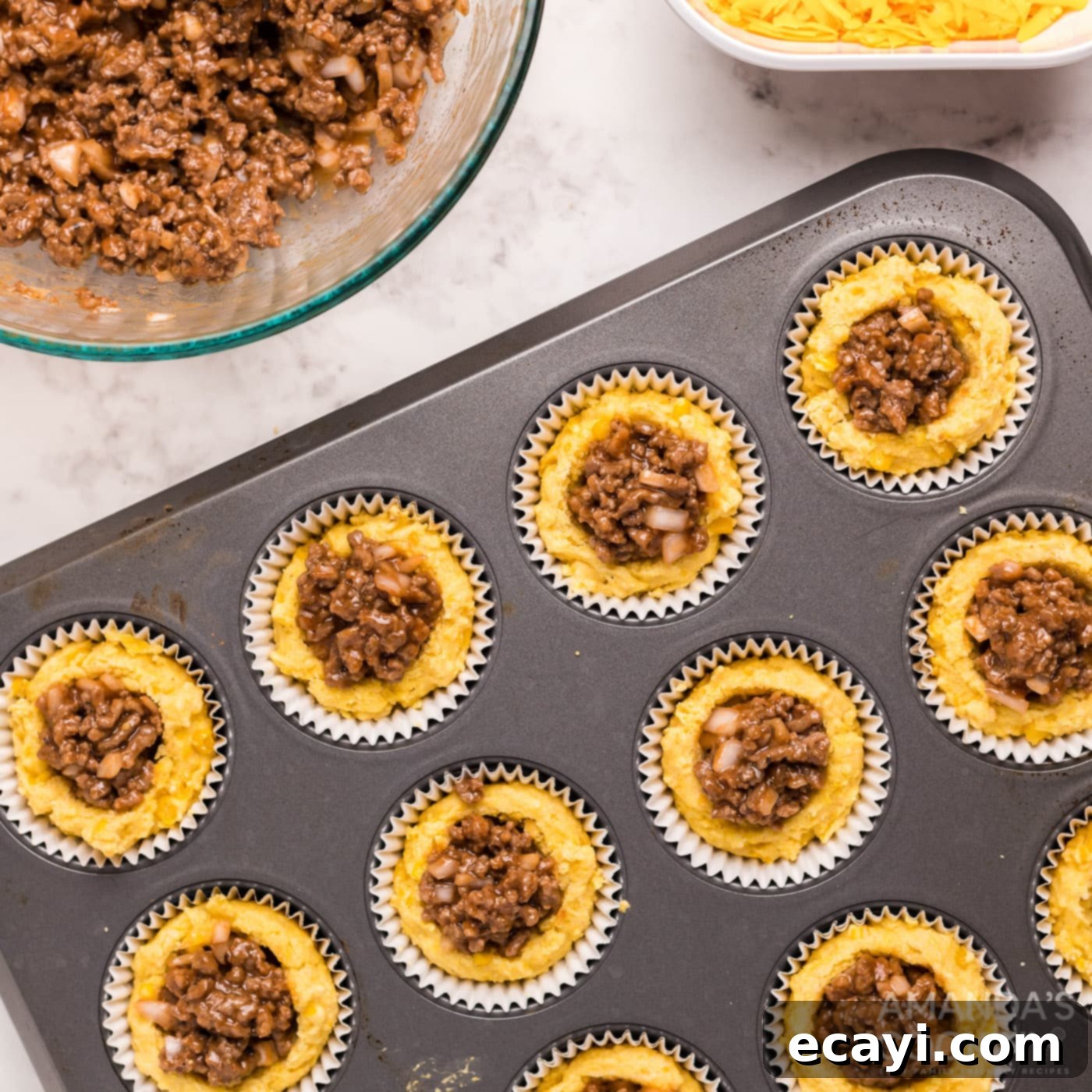 Savory Cornbread Sloppy Joe Bites 1 featured 51525
