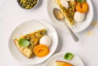 Aromatic Basil Apricots Crown a Savory Pistachio Parmesan Cake