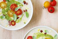 Golden Corn Chowder with Citrus Pesto Swirl