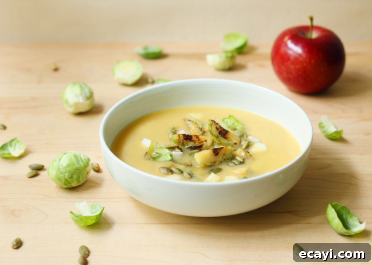 Autumn Glow Miso Squash Soup with Caramelized Sprouts and Crisp Apple 1 featured 8209