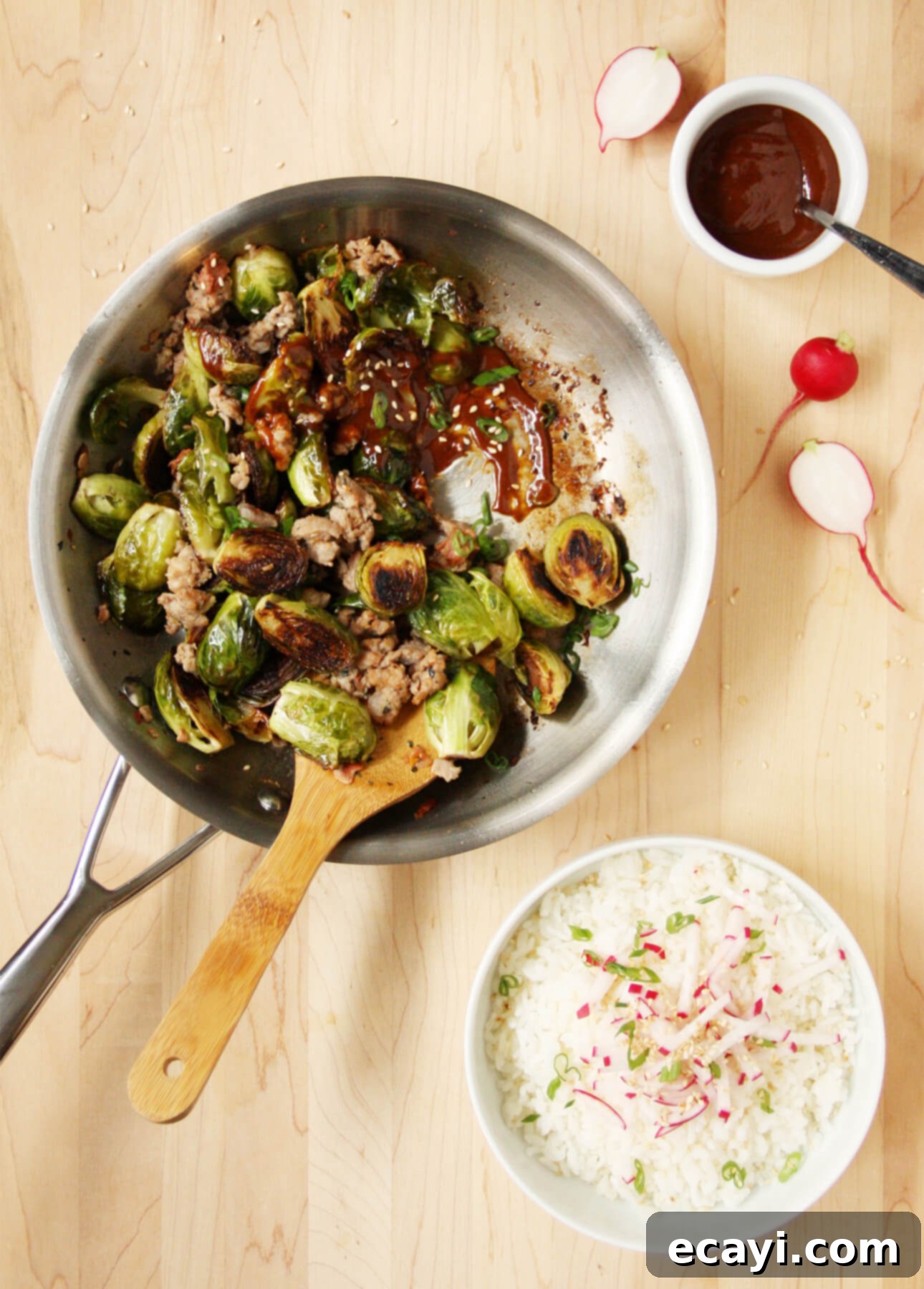 Spicy Gochujang Glazed Sausage and Roasted Brussels Sprouts 1 featured 8263