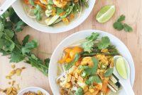 Spiced Shrimp, Roasted Vegetables, and Creamy Almond Soup