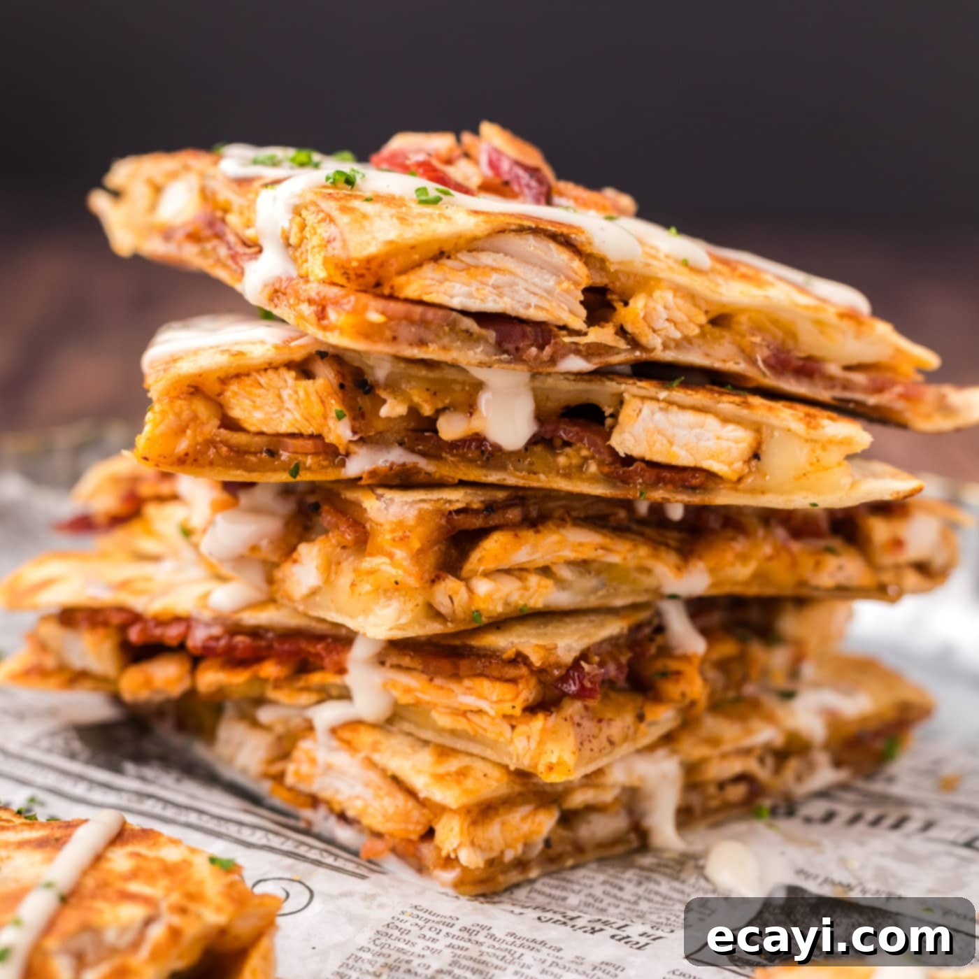 Ultimate Chicken Bacon Ranch Quesadillas 1 featured 91066