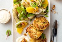 Zesty Golden Fish Cakes with Charred Fennel and Orange Salad