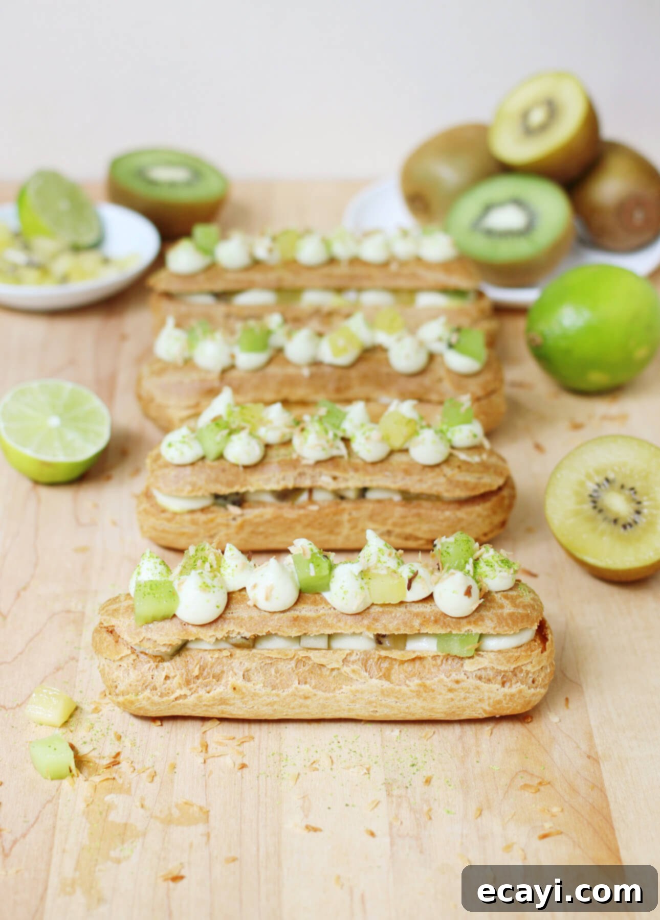 Exotic Coconut, Kiwifruit, and Lime Eclairs 1 featured 9501