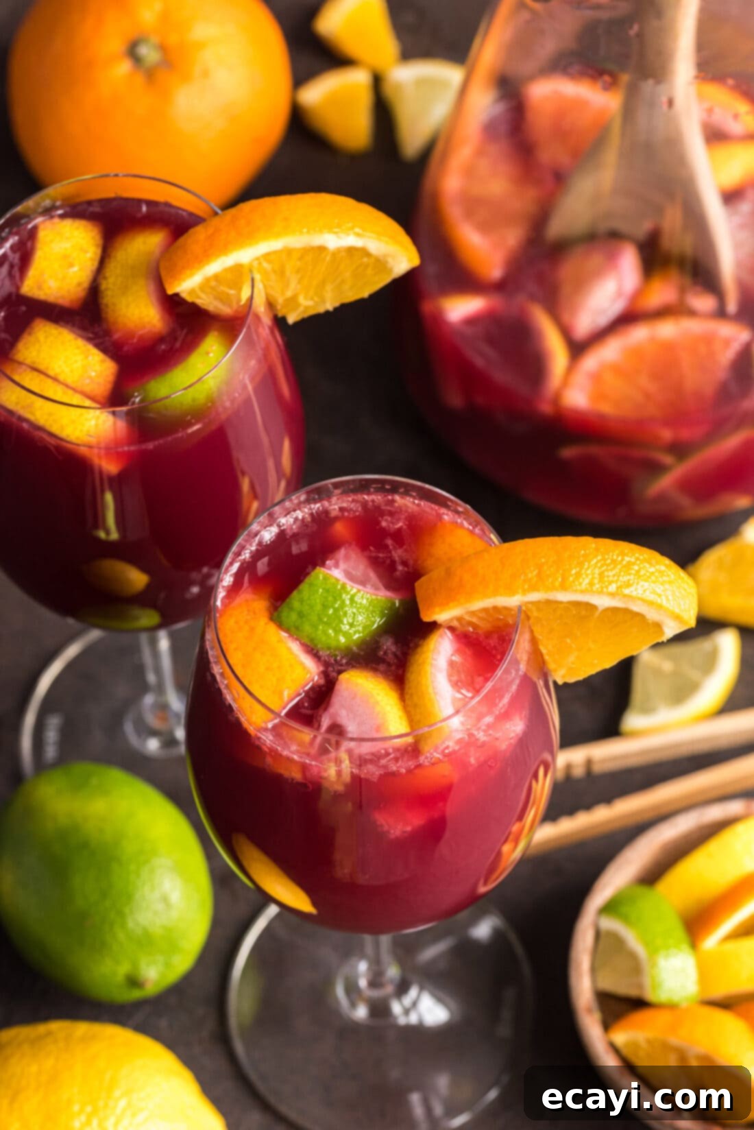 Mexican Fiesta Sangria 12 Two elegant glasses of Mexican Inspired Sangria, beautifully garnished with fresh citrus and pineapple slices