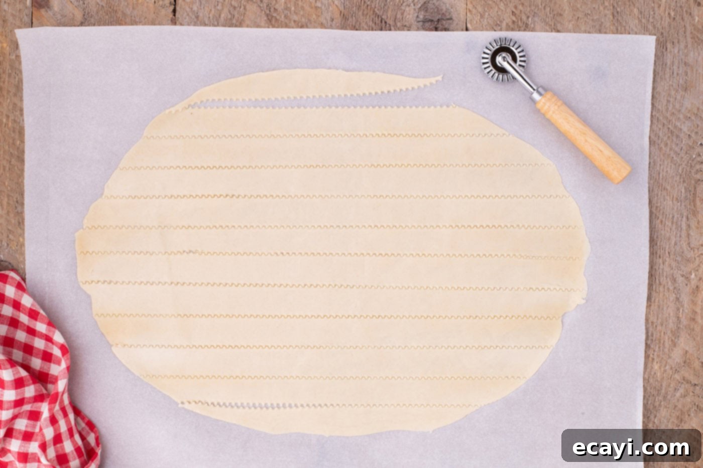 Sheet Pan Cherry Pie 10 slicing strips of pie crust