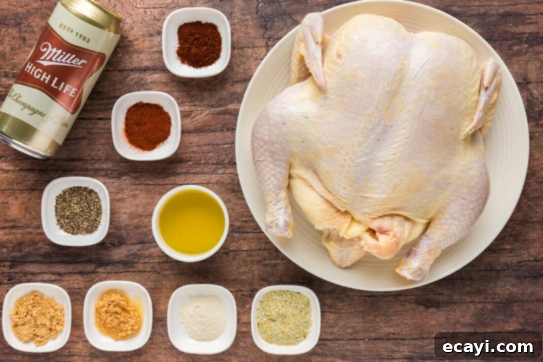 Juicy Beer-Infused Roasted Chicken 4 Ingredients for Beer Can Chicken
