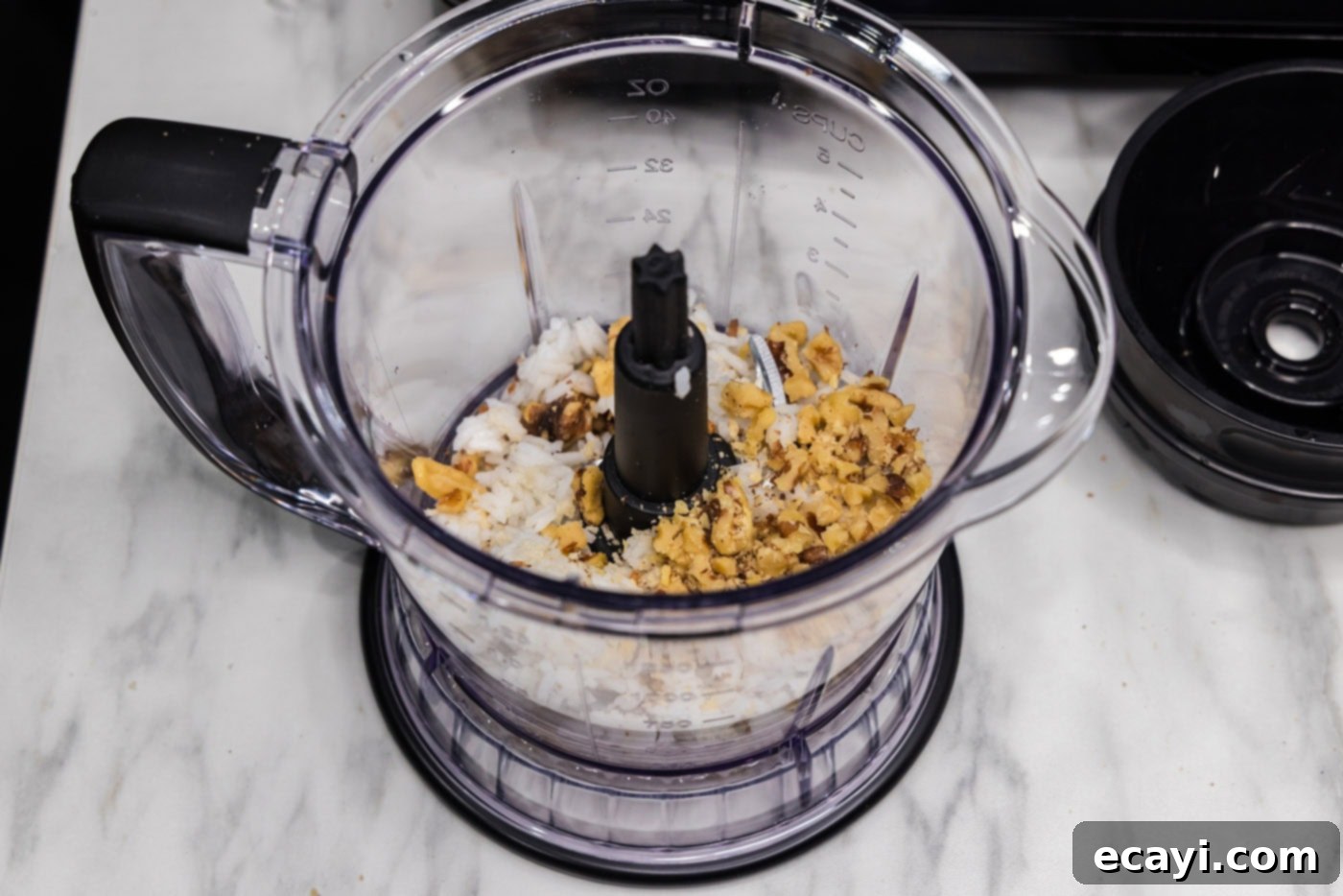 Plant-Based Burgers 9 rice and walnuts added to a food processor