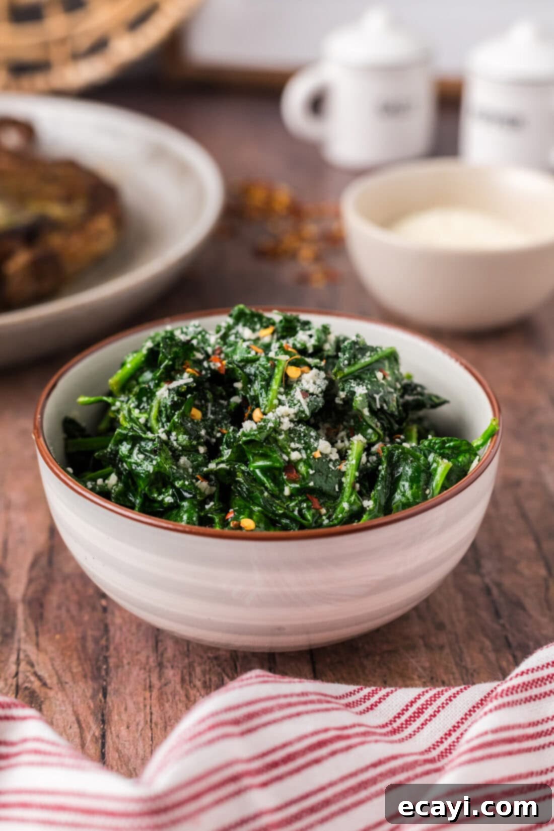 Bowl of Air Fryer Spinach