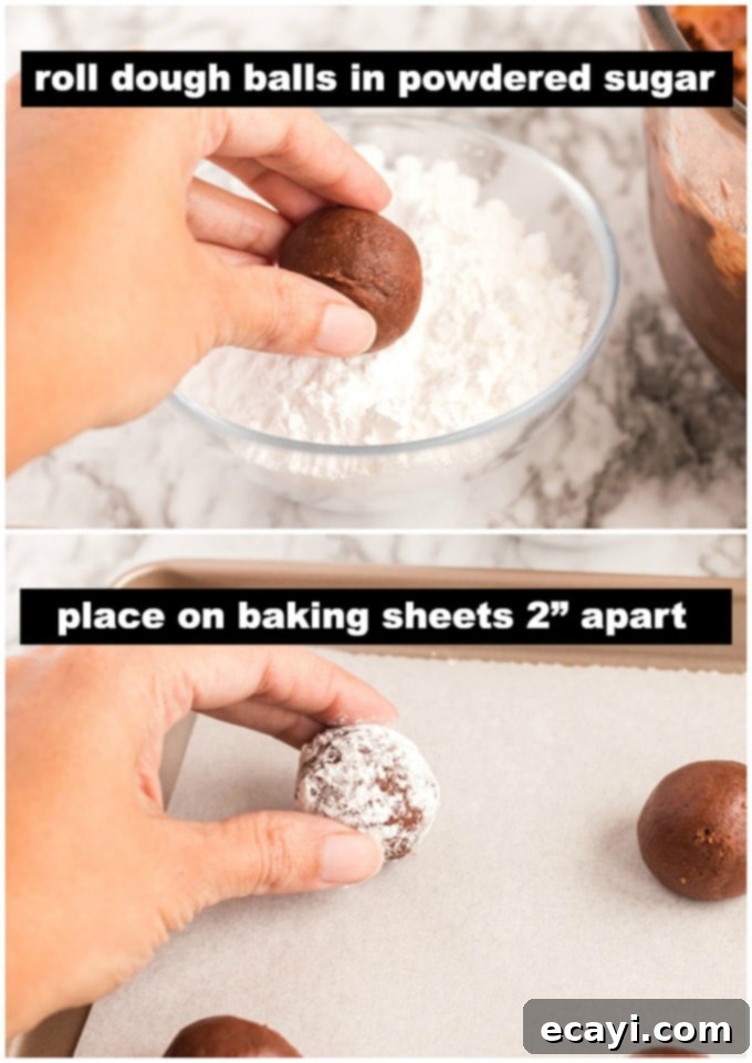 Fudgy Snowdrift Delights 5 rolling cookies in sugar