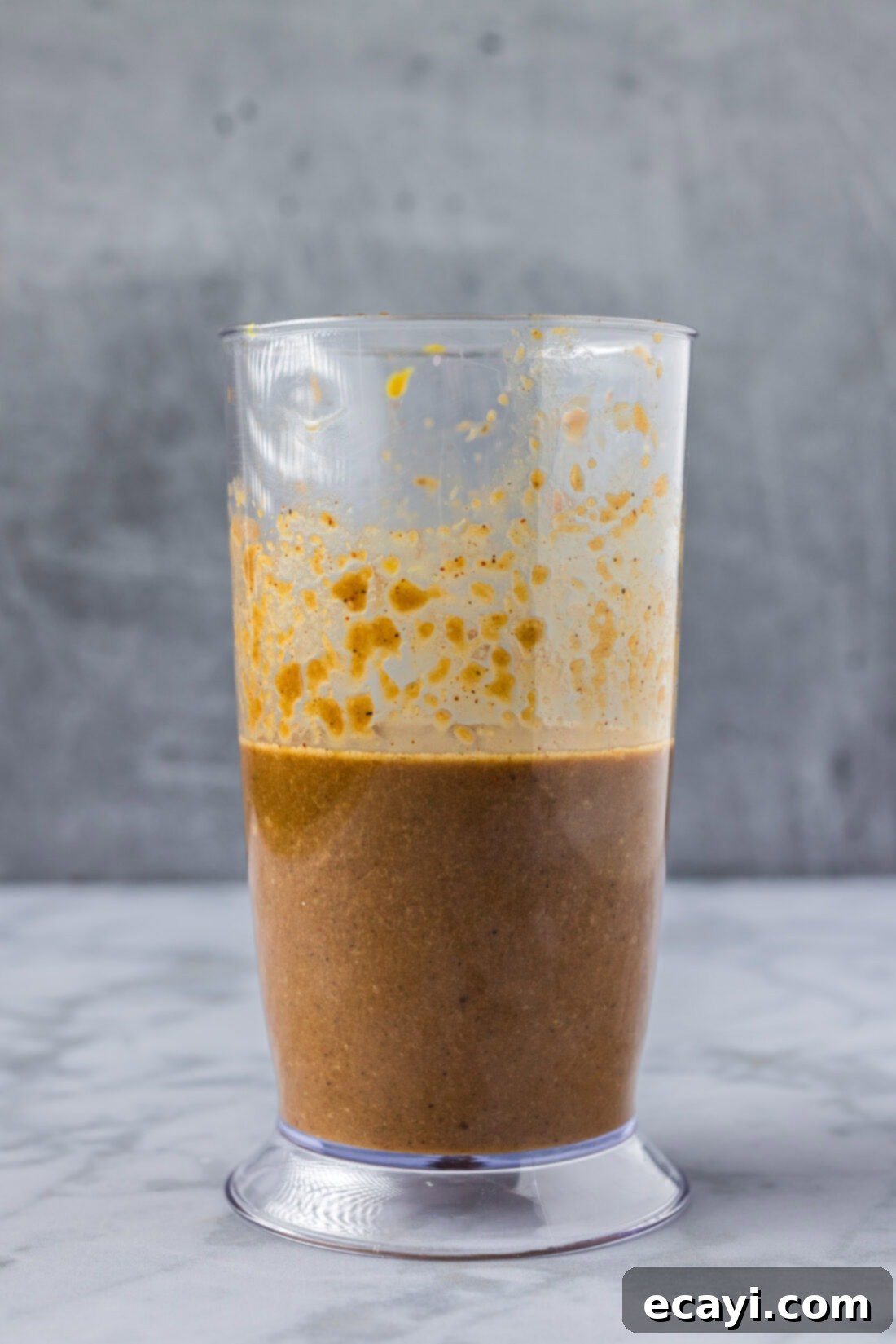 Signature Bourbon Marinade 2 Bourbon Marinade in an immersion blender cup