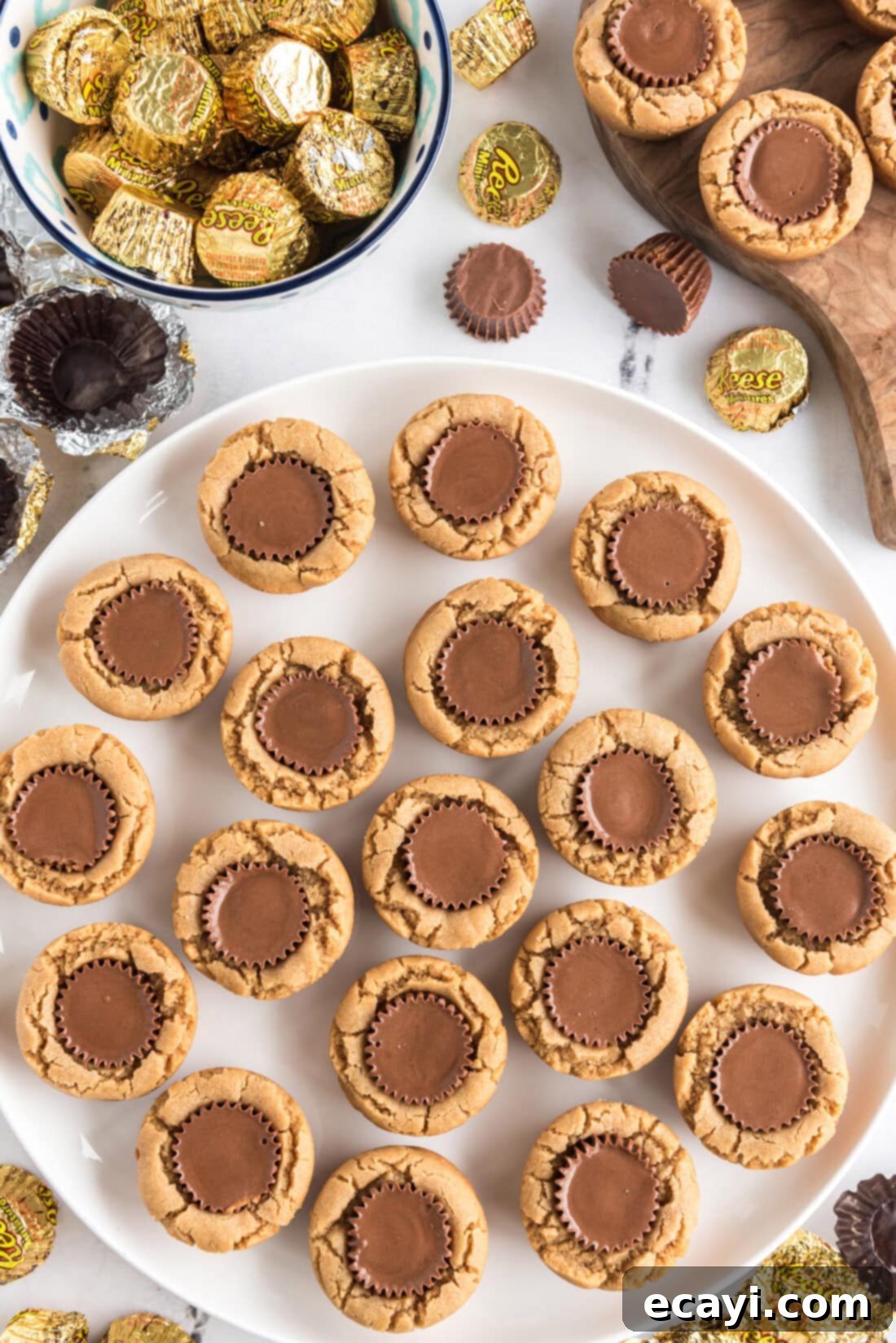 Reese's Peanut Butter Cup Stuffed Cookies 14 Reese’s Peanut Butter Cup Cookies on a plate