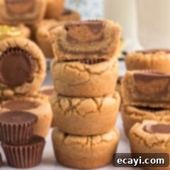 Reese's Peanut Butter Cup Stuffed Cookies 15 Half of a Reese’s Peanut Butter Cup Cookie stacked on top of three Reese’s Peanut Butter Cup Cookies