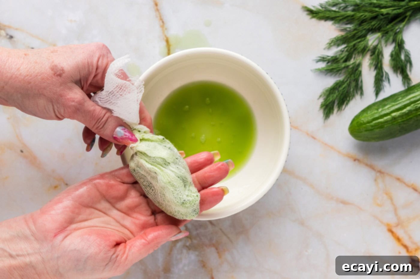 Classic Tzatziki Dip 6 shredded cucumber squeezed of its juices in a cheesecloth