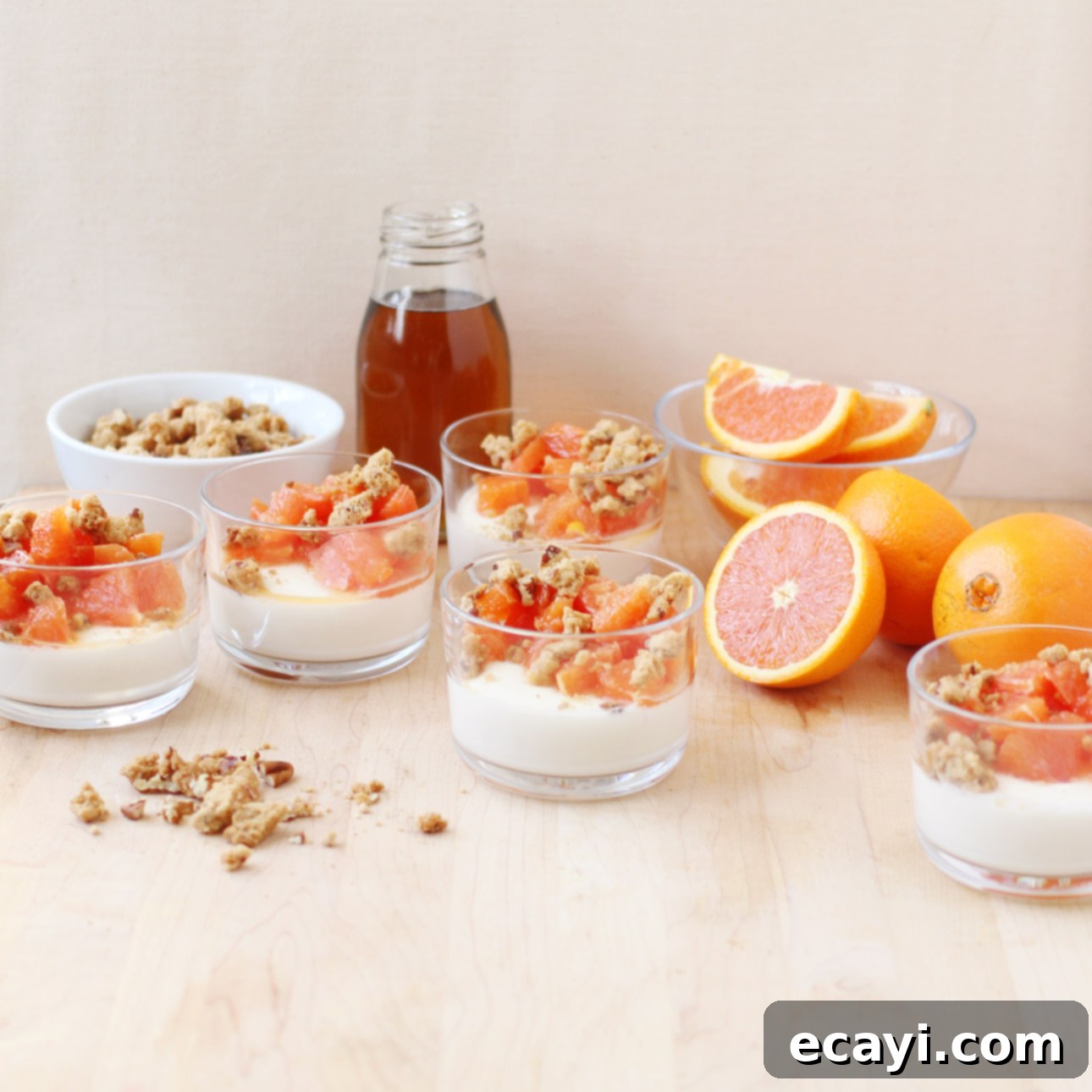 Maple Orange Velvet with Toasted Pecan Crumbles 6 Cara Cara Orange and Maple Panna Cotta with Pecan-Maple Crumble // FoodNouveau.com