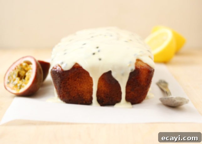 Zesty Passion Drizzle Delight 4 Passion Fruit and Lemon Drizzle Cake // FoodNouveau.com