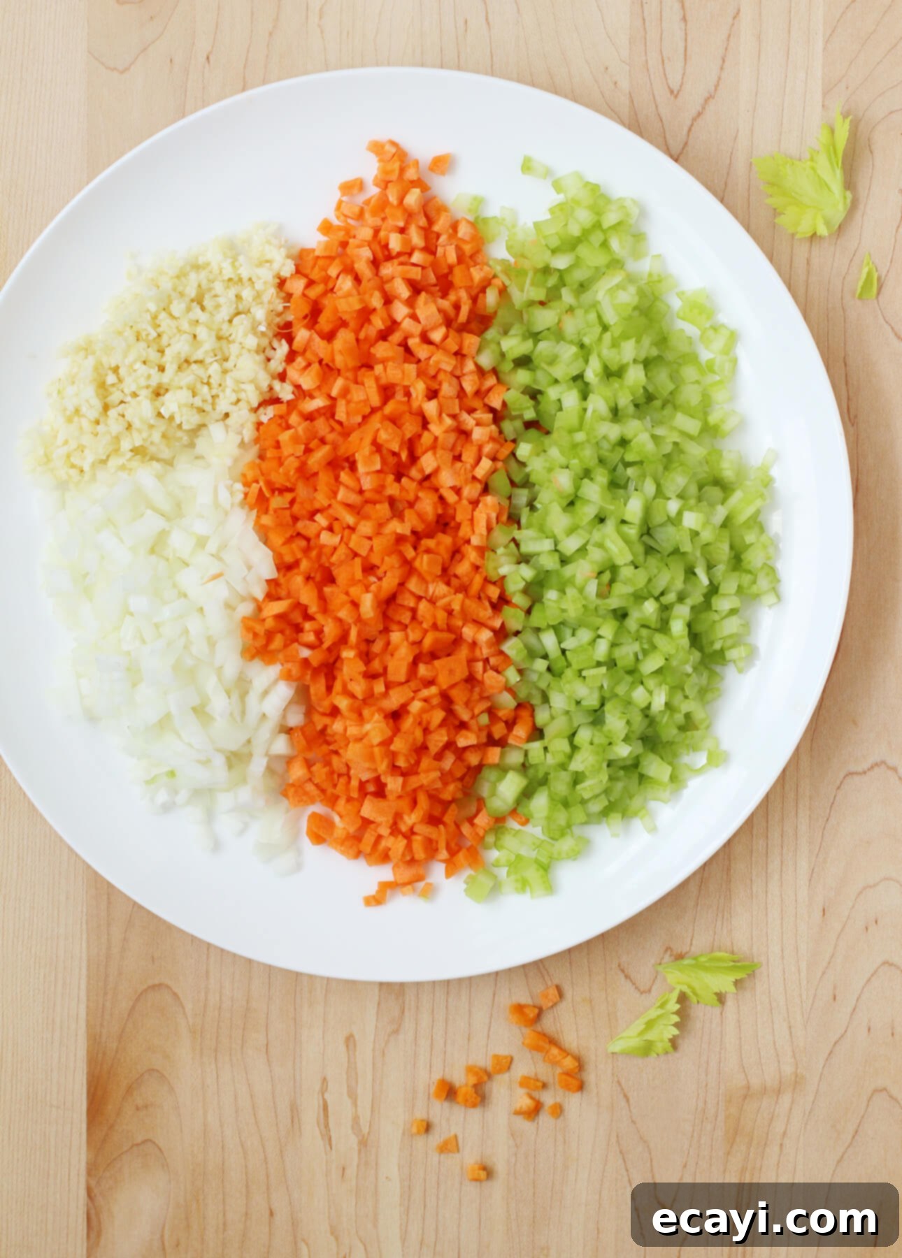 Master Authentic Bolognese Sauce 7 Finely diced soffritto vegetables: onion, celery, carrots, essential for authentic Bolognese Sauce