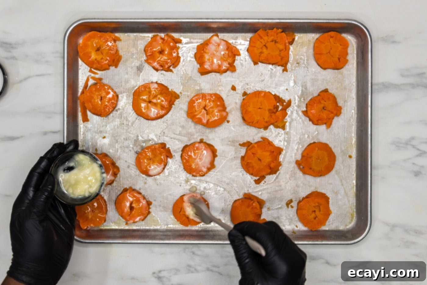 Golden Carrot Crush 9 brushing smashed carrots with butter