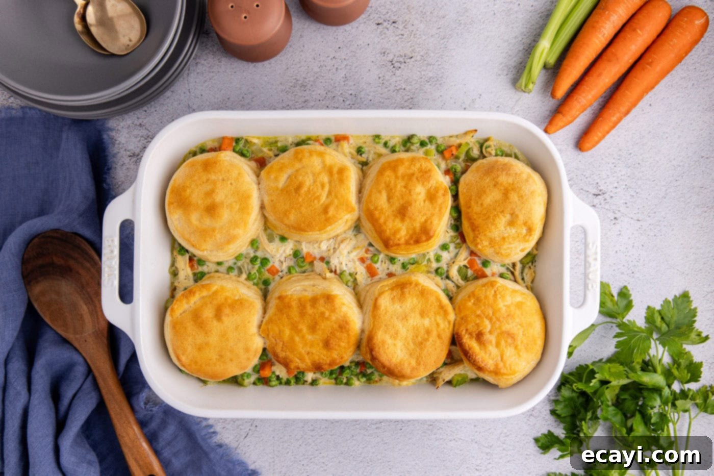 Hearty Chicken Pot Pie Casserole 12 chicken pot pie casserole with biscuits