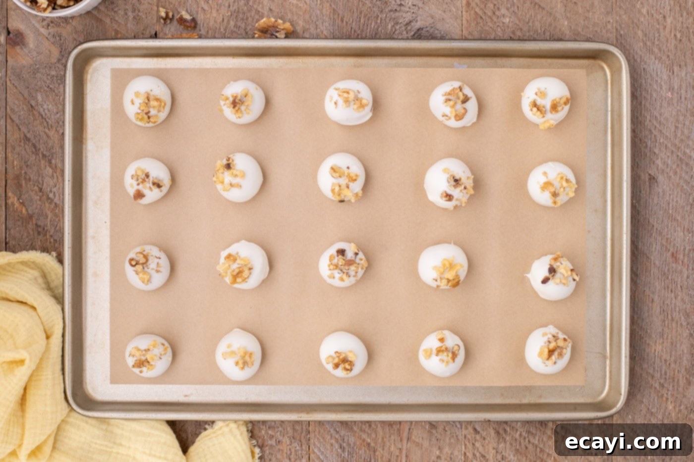Banana Bliss Truffles 13 white chocolate banana truffles with chopped walnuts