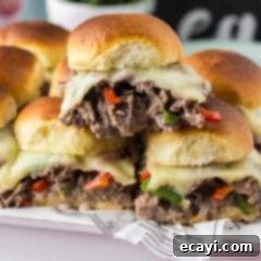 Cheesesteak Slider Bites 14 Stack of three Philly Cheesesteak Sliders