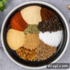 Crafting Your Own Montreal Steakhouse Blend 7 A bowl filled with the colorful mixed spices for Homemade Montreal Steak Seasoning, showcasing its rich texture and ingredients.