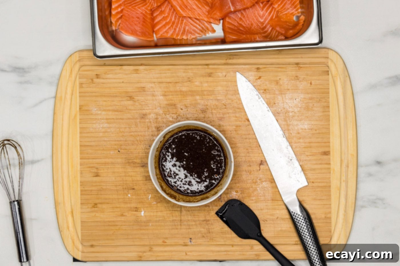 Gourmet Salmon Sliders 6 salmon marinade ingredients in a bowl