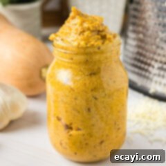 Creamy Butternut Squash Pasta Sauce 6 Close up photo of a jar of Butternut Squash Pasta Sauce