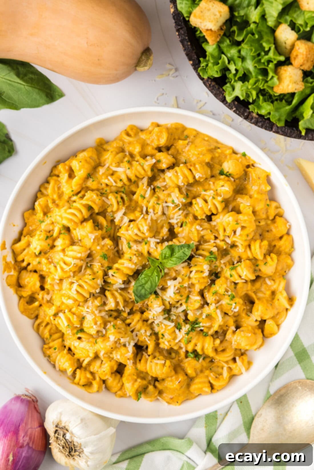 Creamy Butternut Squash Pasta Sauce 3 Plate of pasta covered in Butternut Squash Pasta Sauce