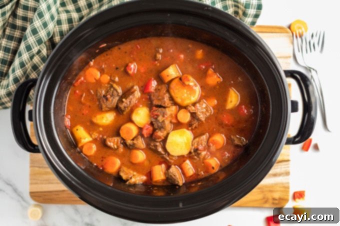 Hearty Slow Cooker Hungarian Goulash with Noodles 13 hungarian goulash in slow cooker