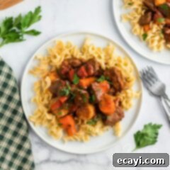 Hearty Slow Cooker Hungarian Goulash with Noodles 15 plate of goulash