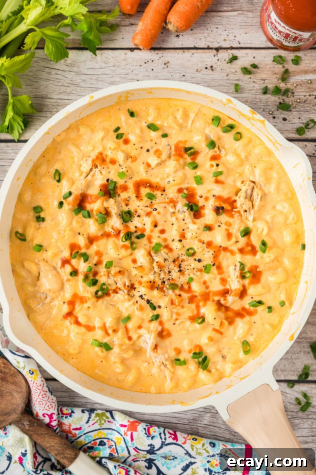 Buffalo Mac Bliss 3 Skillet of Buffalo Chicken Mac and Cheese