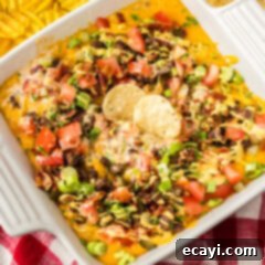 Loaded Cheeseburger Dip 15 Close up photo of Cheeseburger Dip in a baking dish