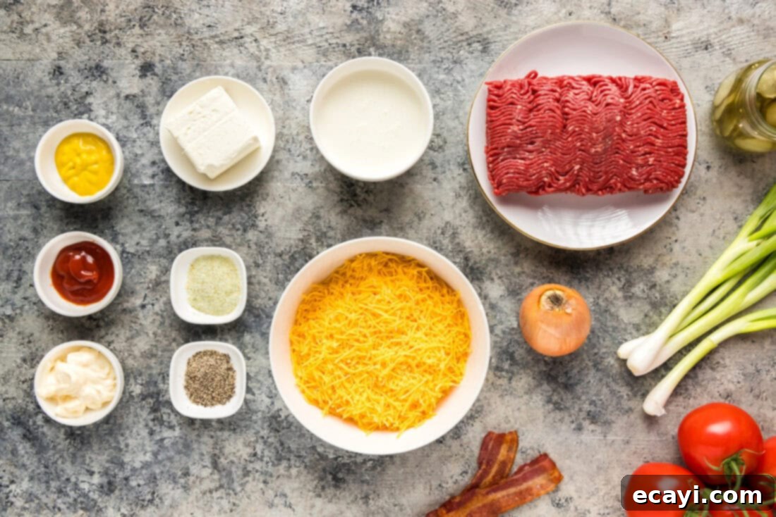 Loaded Cheeseburger Dip 4 Ingredients for Cheeseburger Dip
