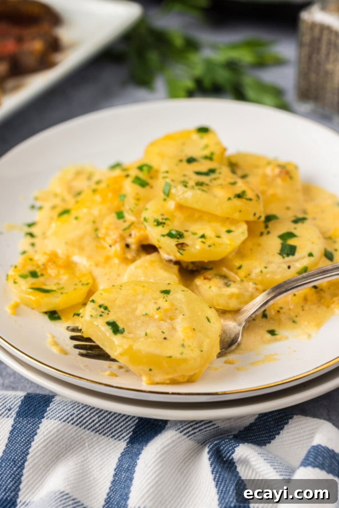 Set It and Forget It Scalloped Potatoes 14 Plate of Crockpot Scalloped Potatoes