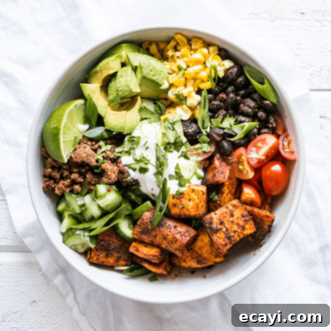 Delicious Sweet Potato Taco Bowl from My Kitchen Love 4 Sweet Potato Taco Bowl, by My Kitchen Love // FoodNouveau.com