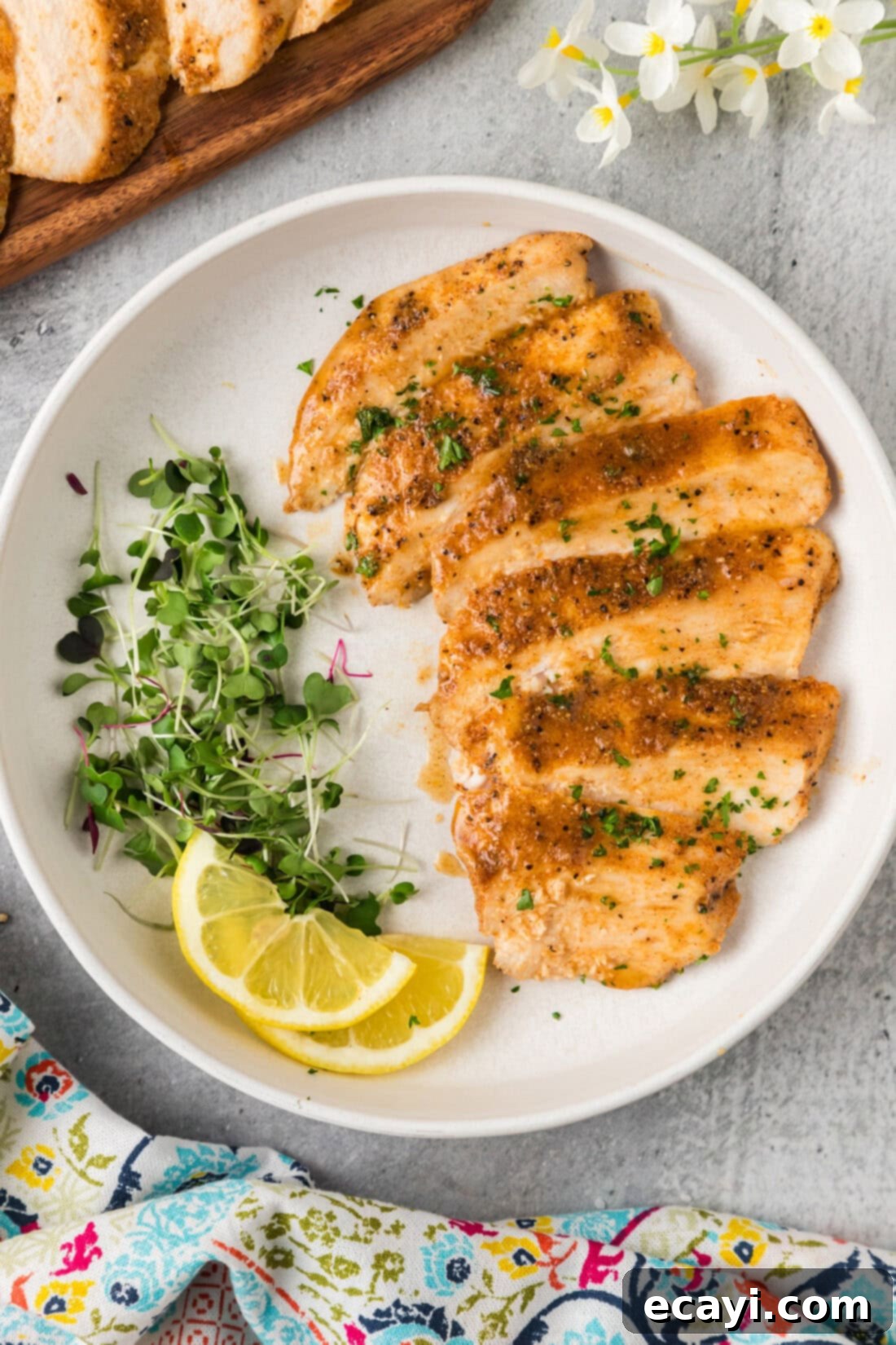 Flawless Sous Vide Chicken Breast 2 Sliced Sous Vide Chicken Breast on a plate