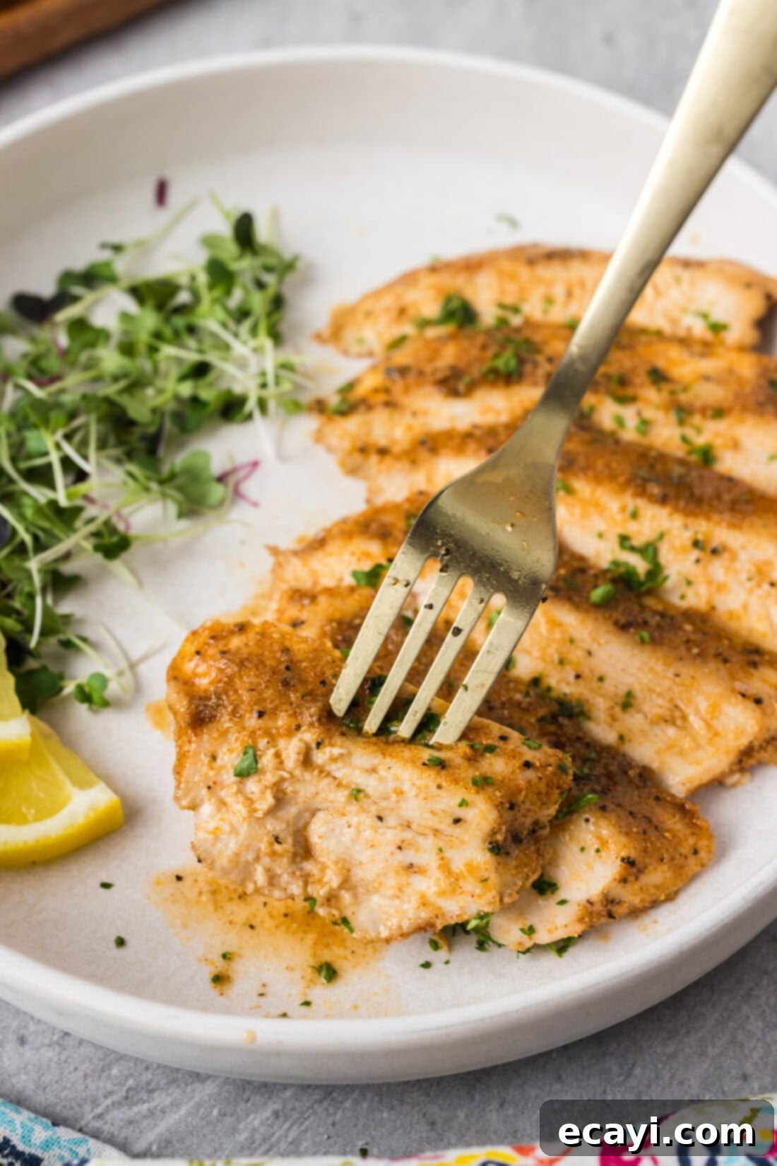 Flawless Sous Vide Chicken Breast 9 Fork in a piece of Sous Vide Chicken Breast