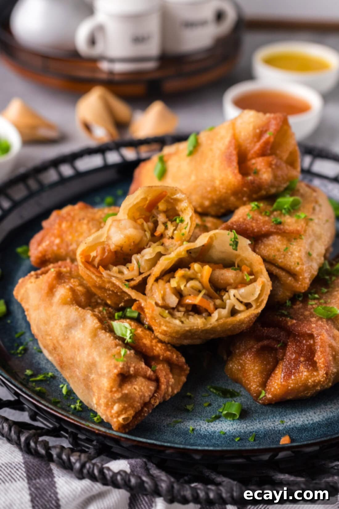 Prawn Spring Rolls 2 Pile of Golden Brown Shrimp Egg Rolls