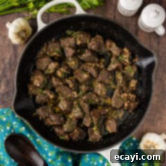Mouthwatering Garlic Butter Steak Bites 11 Skillet of Garlic Butter Steak Bites, a delicious and easy weeknight meal.